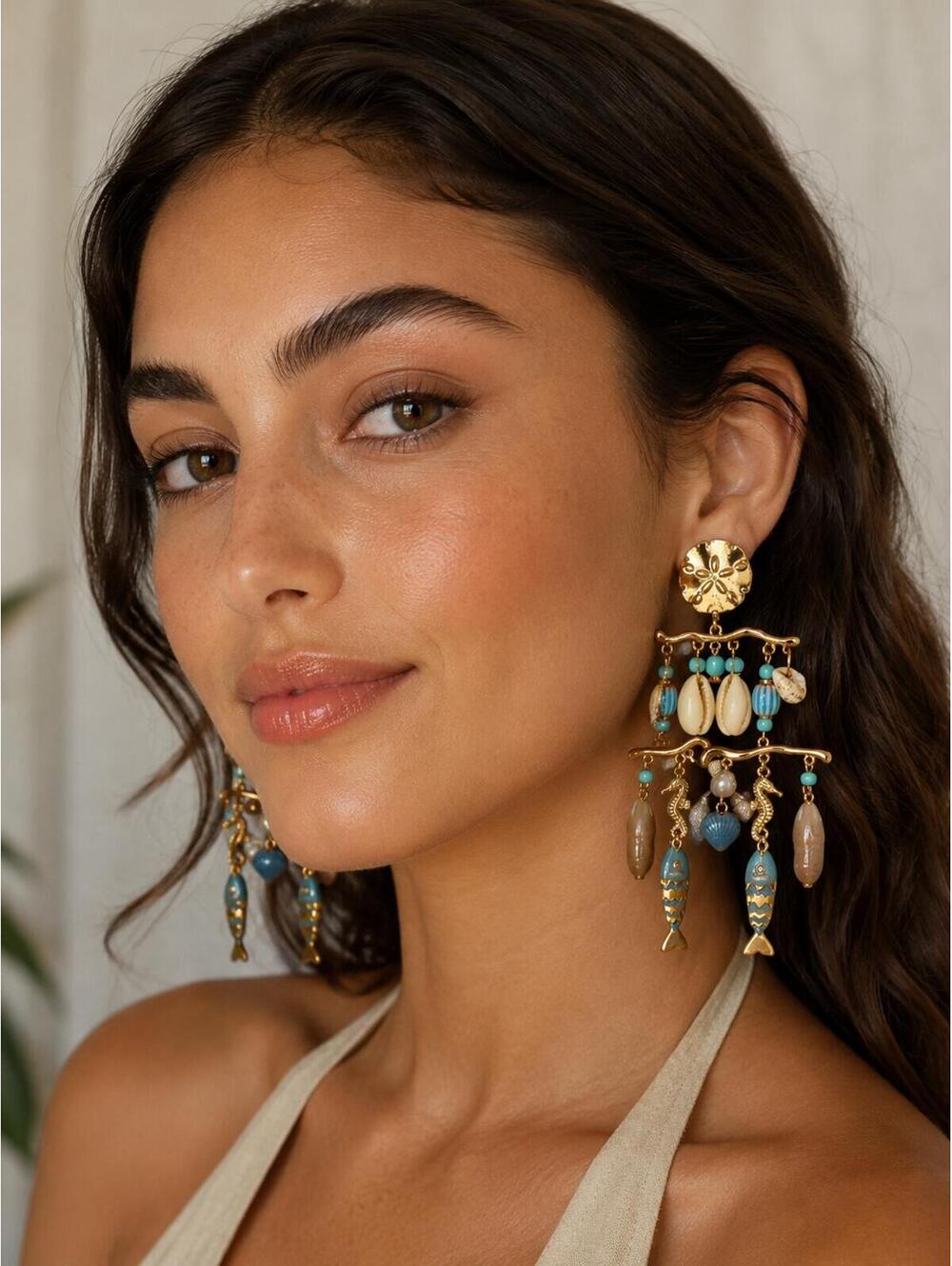 Piper-K Hand Painted Natural Shell Earrings